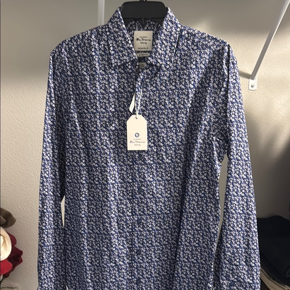 Ben Sherman Blue and White Casual Button Down Shirt